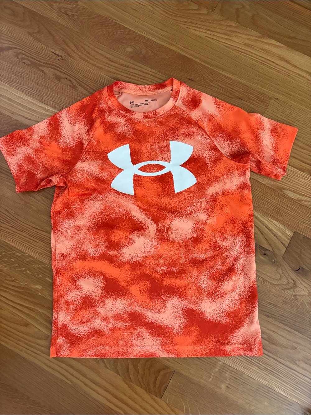 Boys Under Armour Bright Orange Patterned Logo Tee